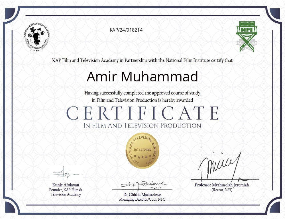 Film & Television Production certificate