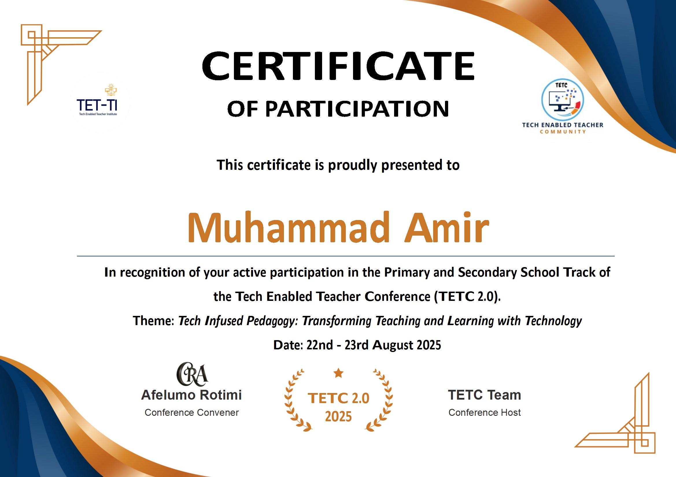 Tech Infused Pedagogy certificate